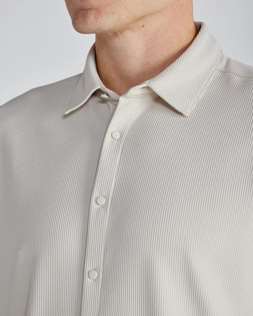 Ribbed  Short Sleeve Button Down