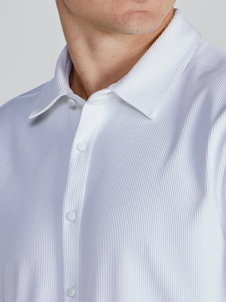 Ribbed  Short Sleeve Button Down