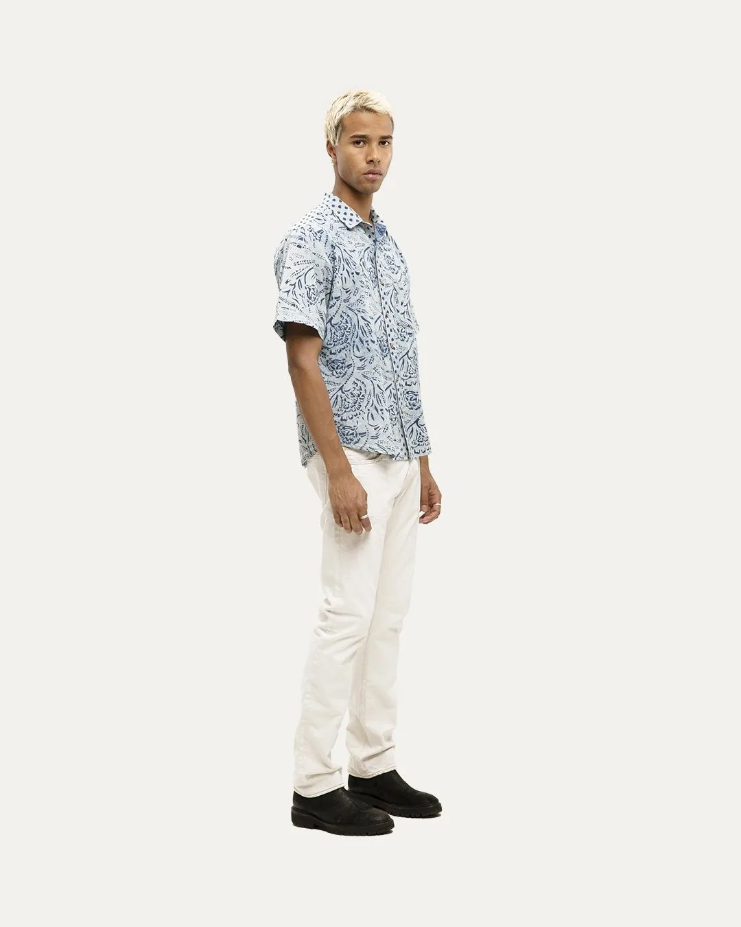 Rojdi Indigo Short Sleeve Button Down