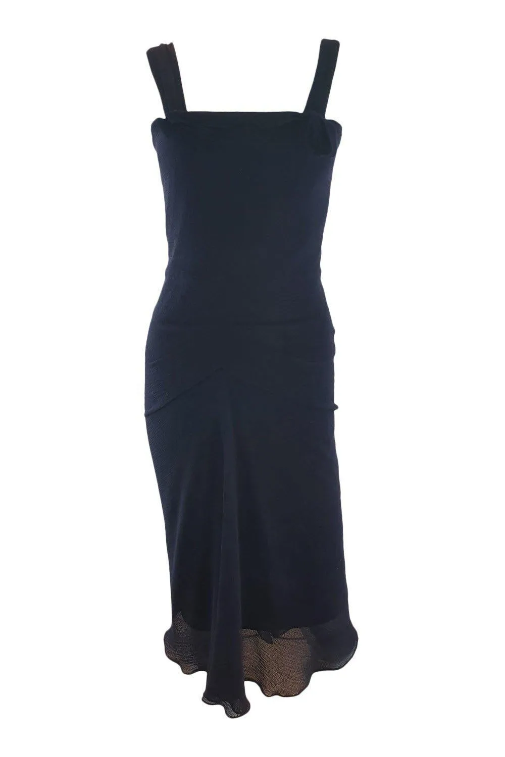 ROLAND MOURET Navy Blue Wool Blend Dress and Cape Set (UK 10)