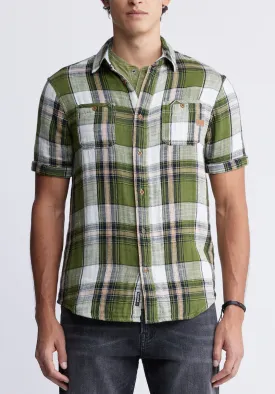 Sachino Men's Short-Sleeve Plaid Shirt in Sphagnum Green - BM24277