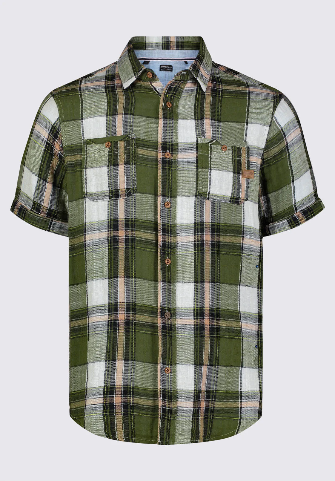 Sachino Men's Short-Sleeve Plaid Shirt in Sphagnum Green - BM24277