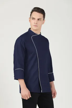 Sage Navy Blue Chef Jacket, Long Sleeve