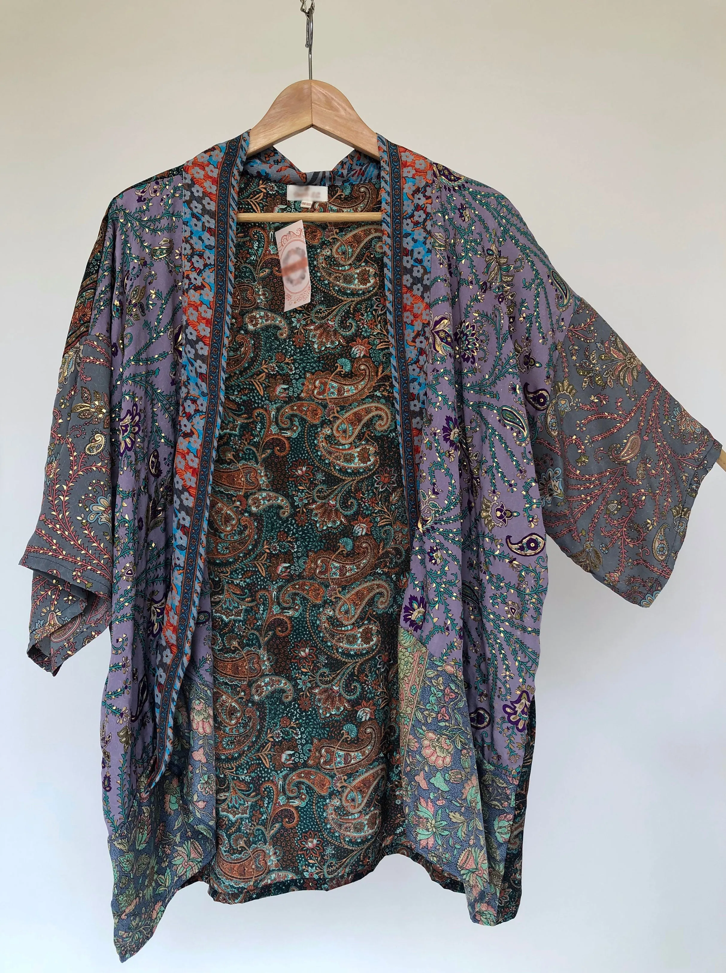 Short Kimono Patchwork Sari Jacket with Gold