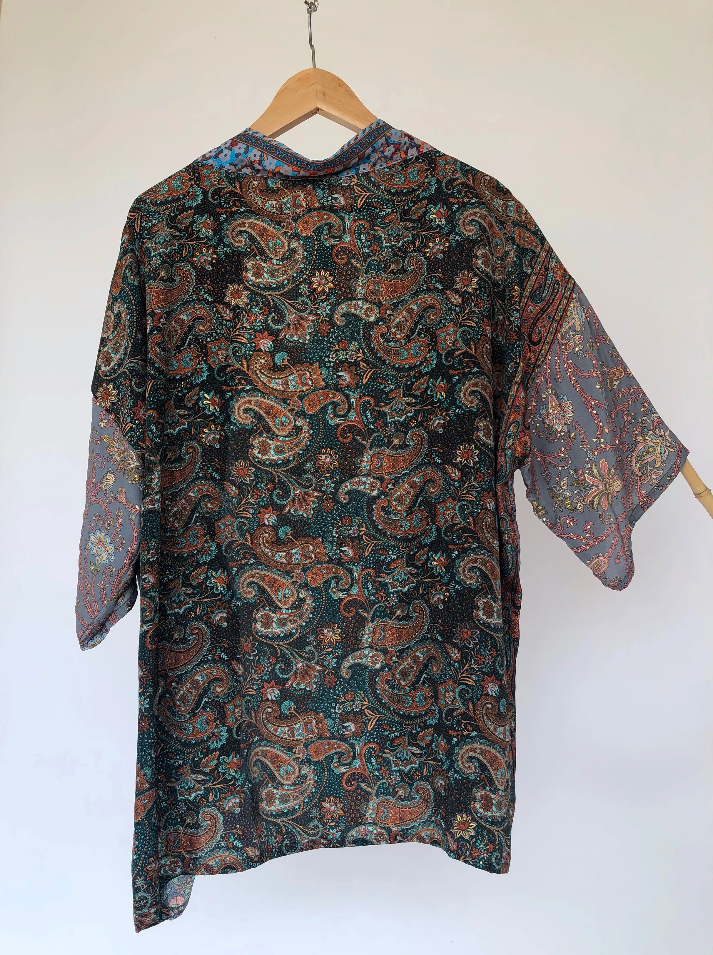 Short Kimono Patchwork Sari Jacket with Gold