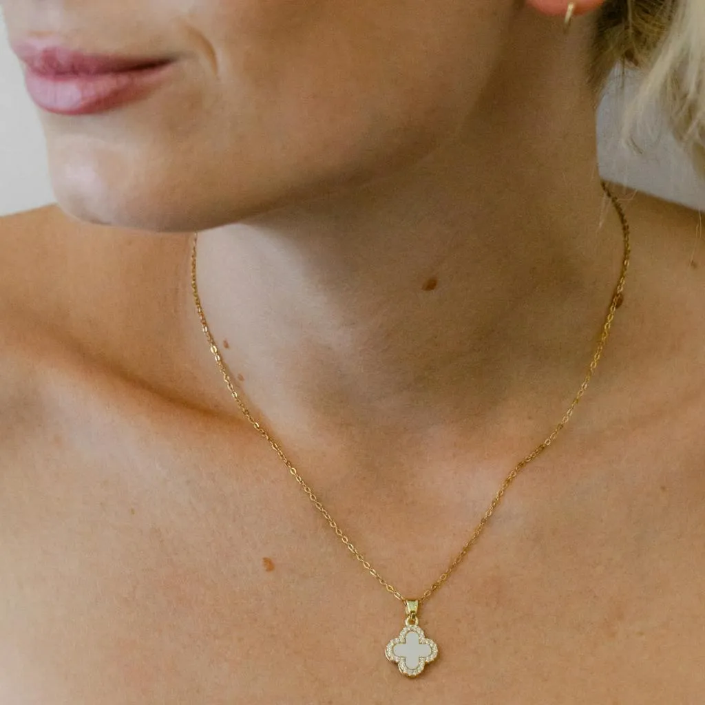 Single Double Sided Clover Necklace in Gold