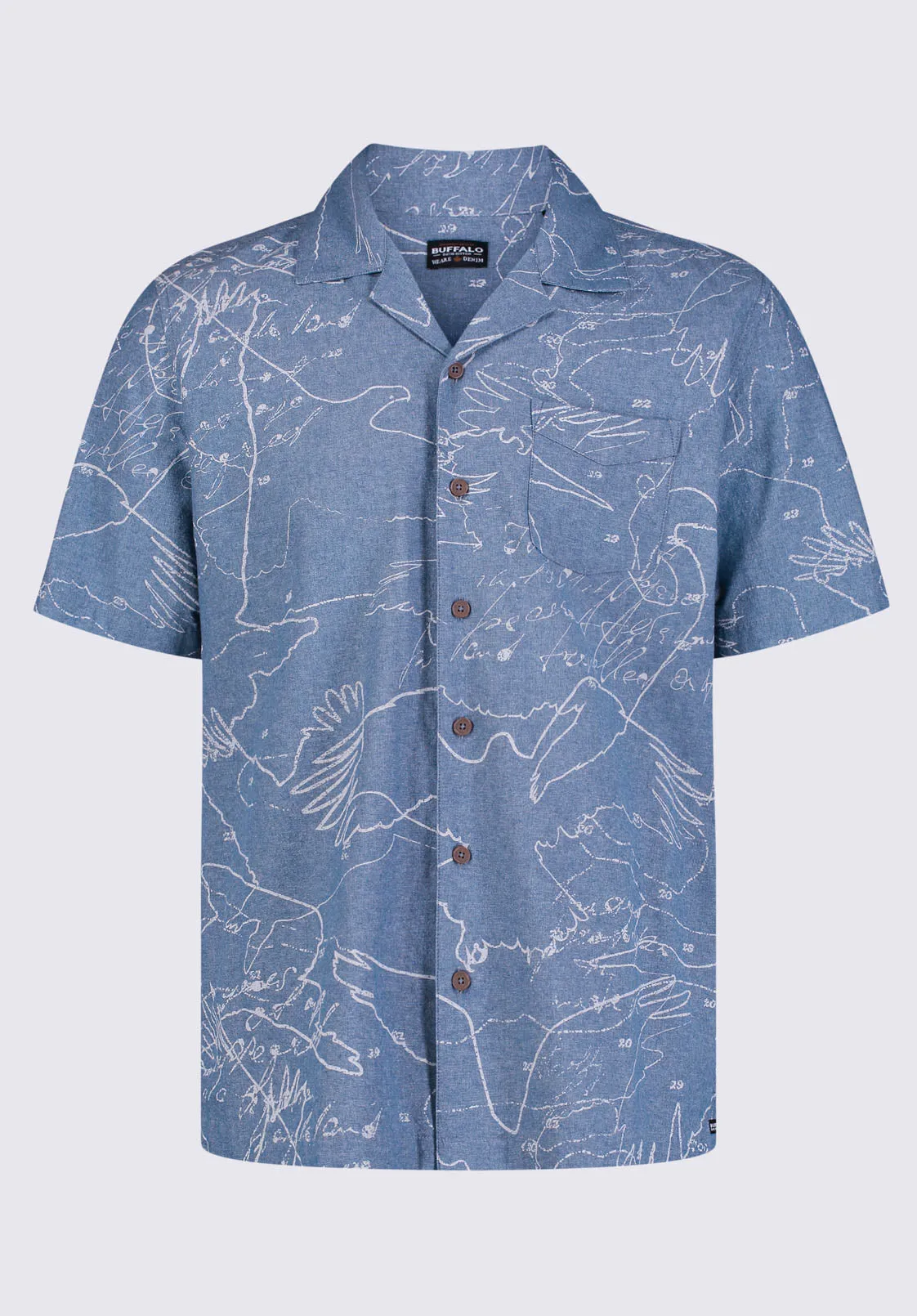 Sirvan Men's Short Sleeve Cuban Shirt in Indigo Blue - BM24302