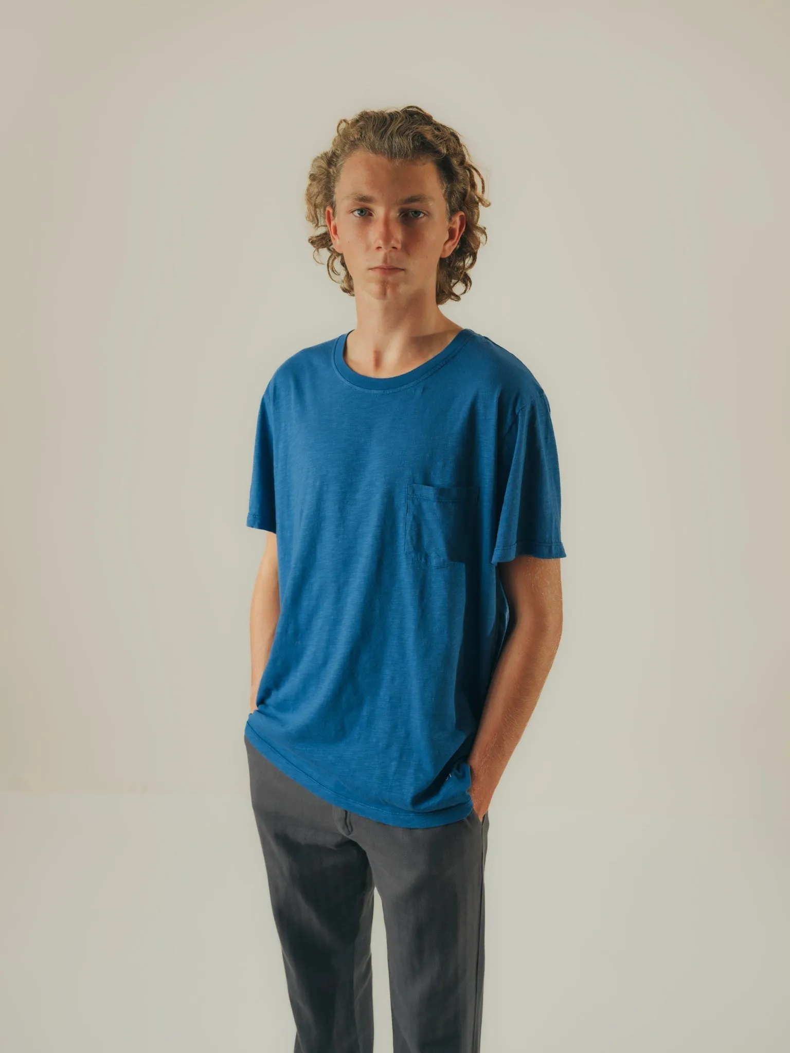 T-SHIRT REVERSIBLE RIB STEEL BLUE