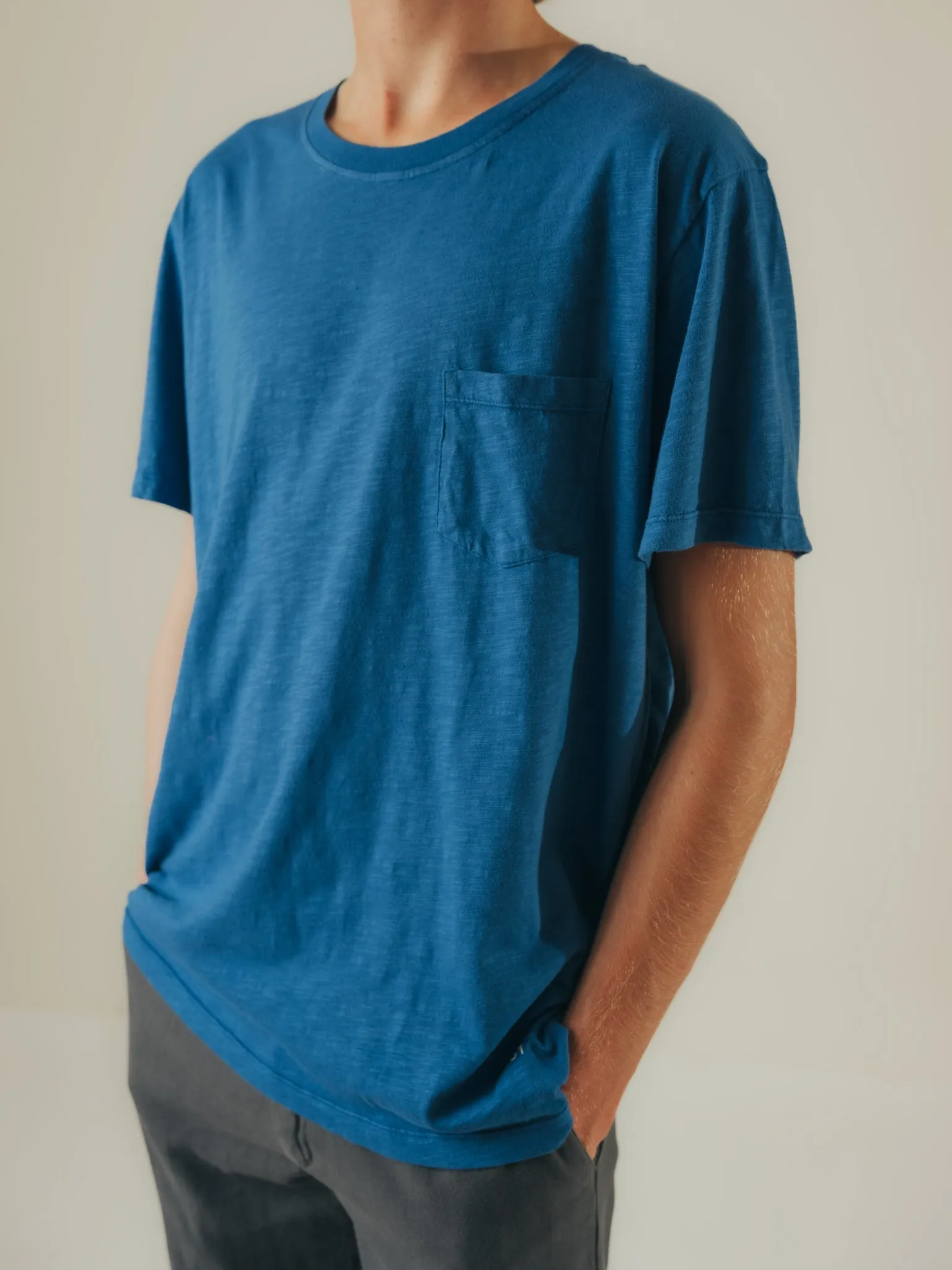 T-SHIRT REVERSIBLE RIB STEEL BLUE