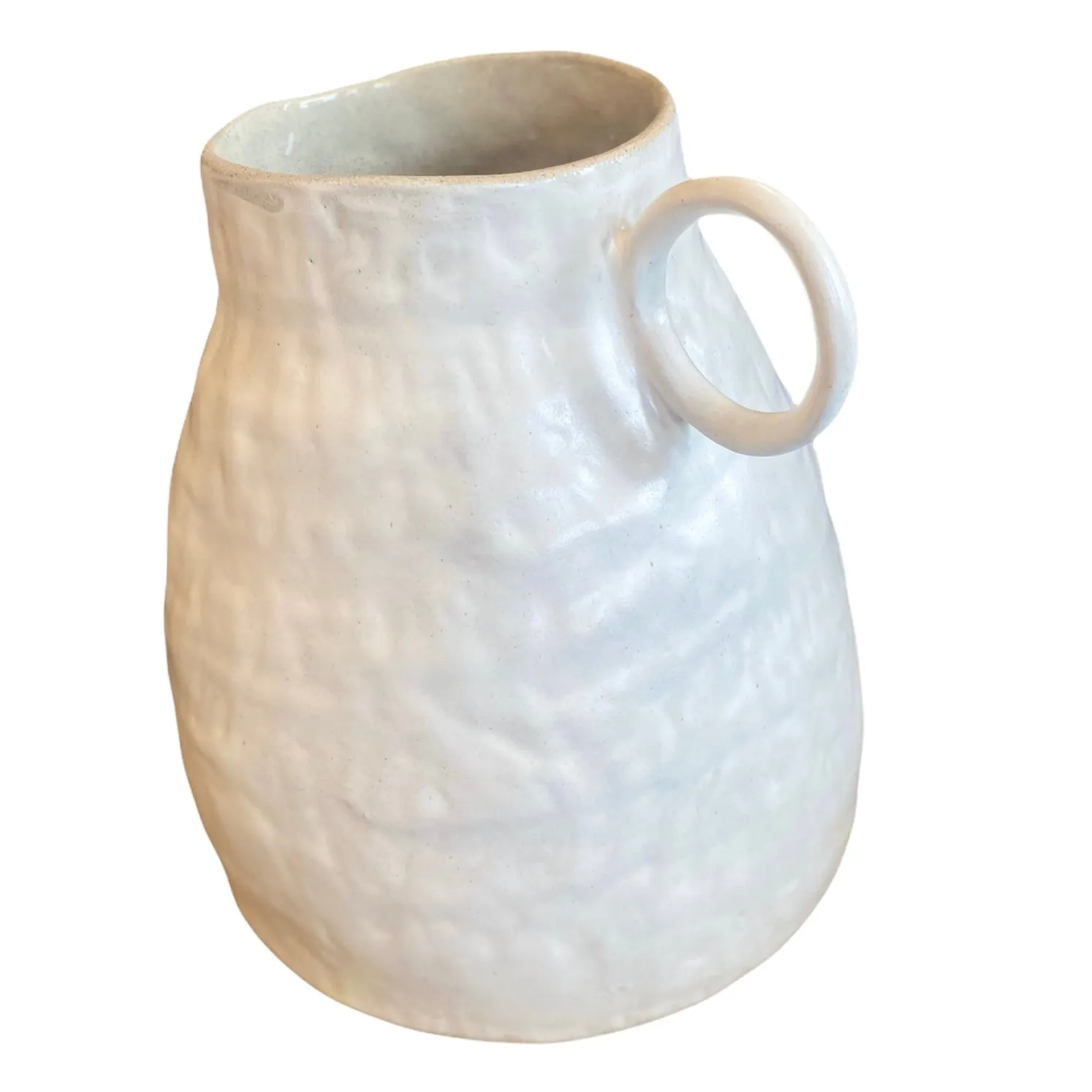 Tall white two handled vase