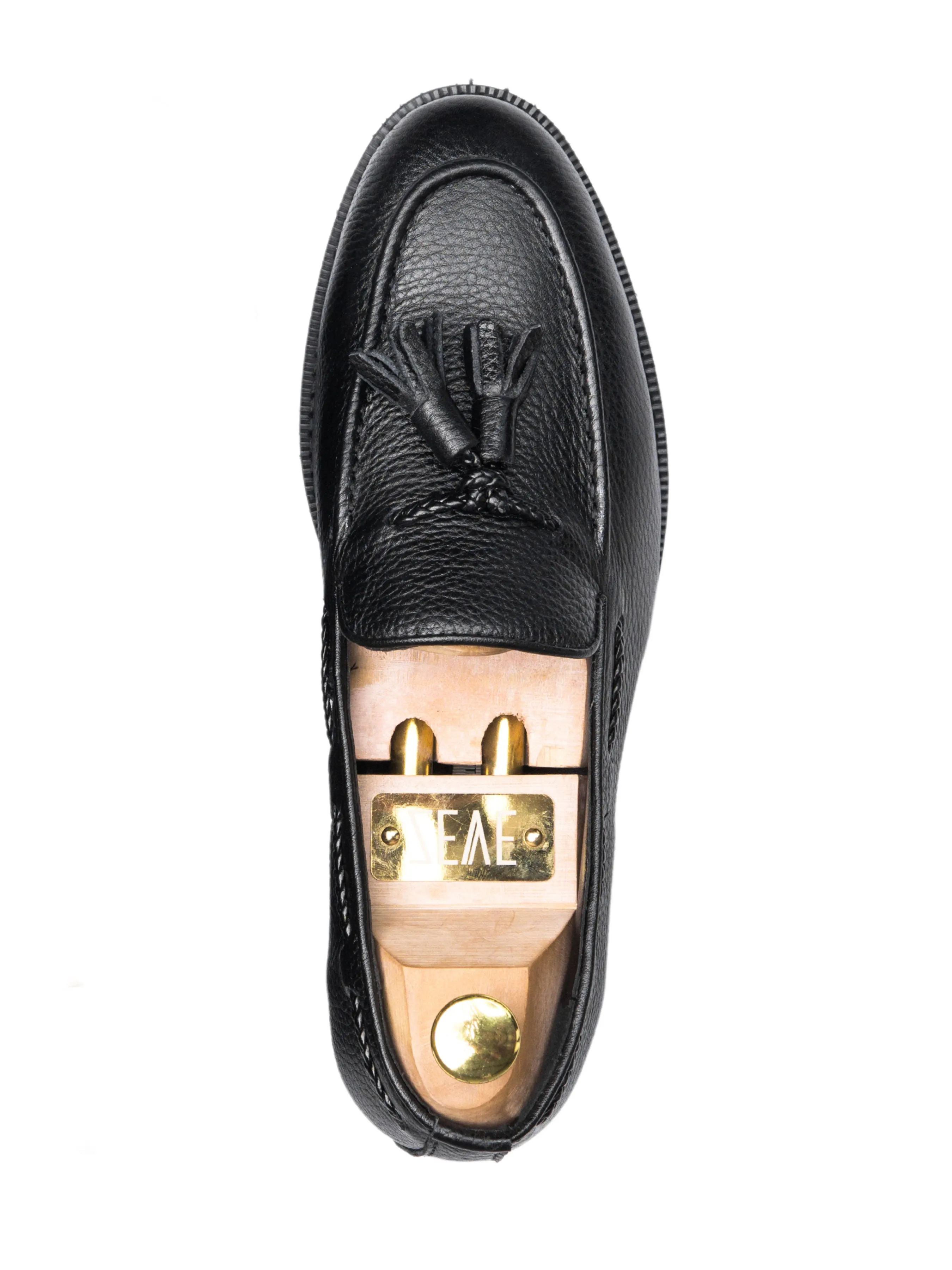 Tassel Loafer - Black Pebble Grain Leather (Crepe Sole)