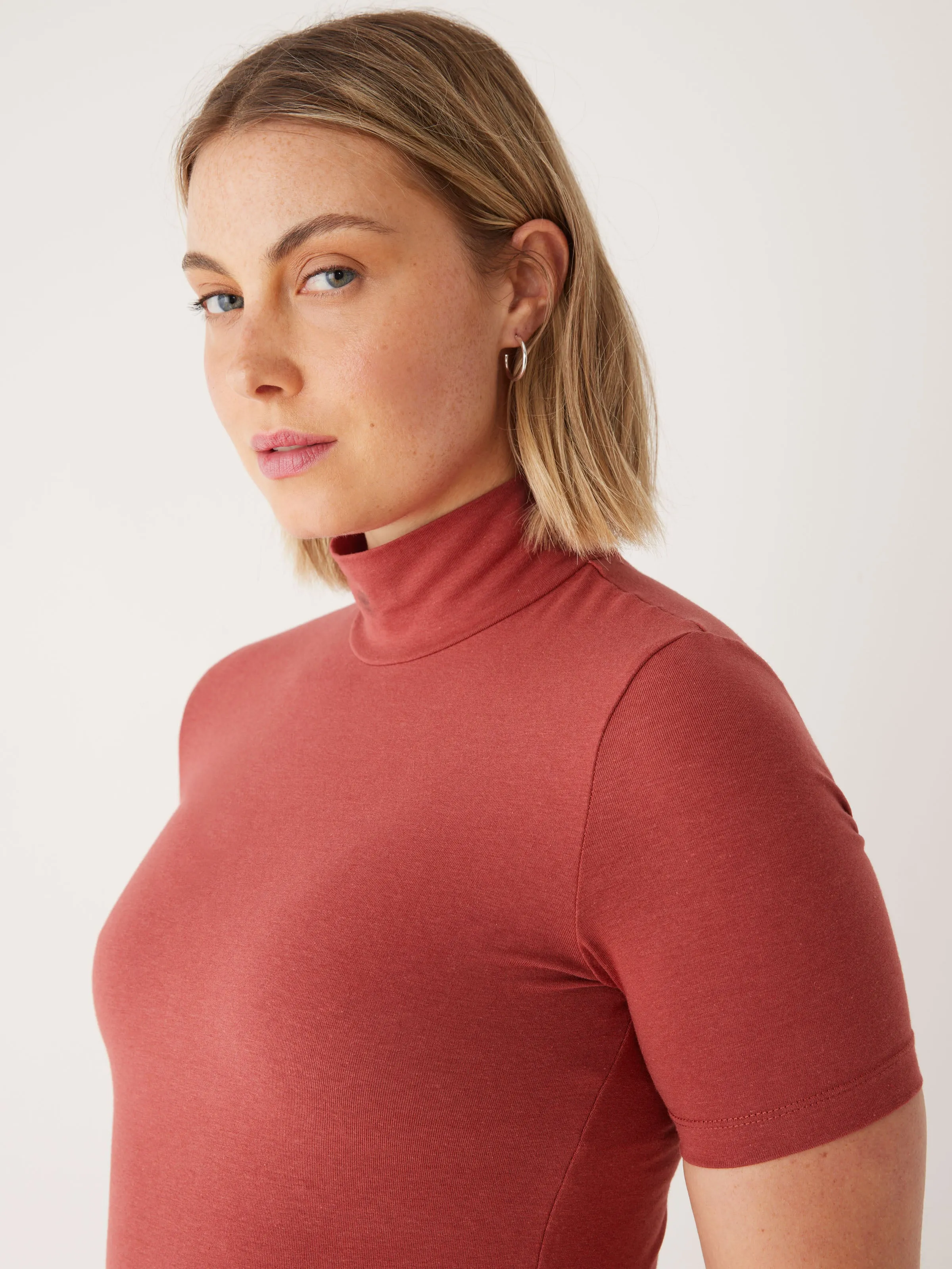 The Mid-Sleeve Mockneck in Deep Tamarin