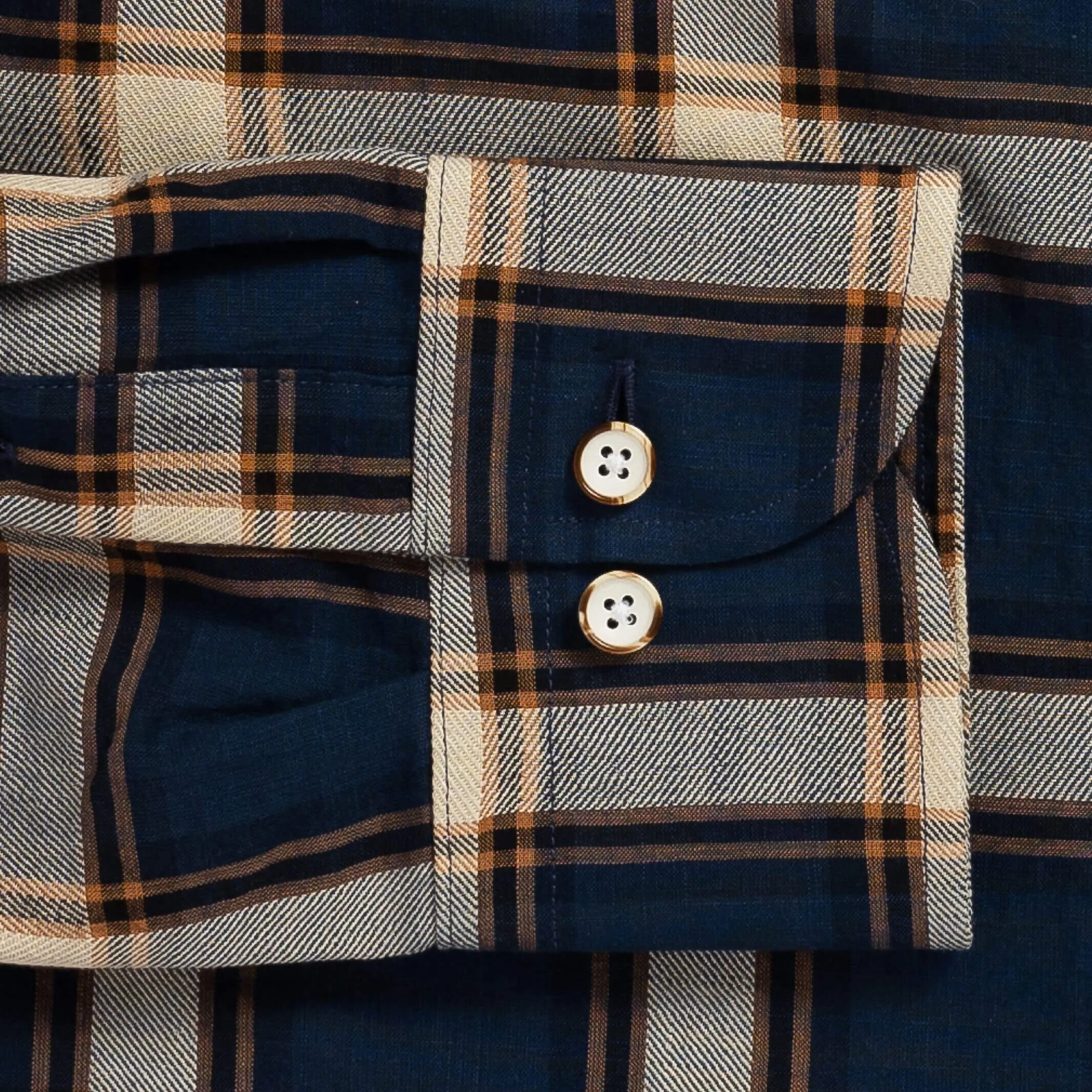 The Navy Blue Albini Byrne Plaid Custom Shirt