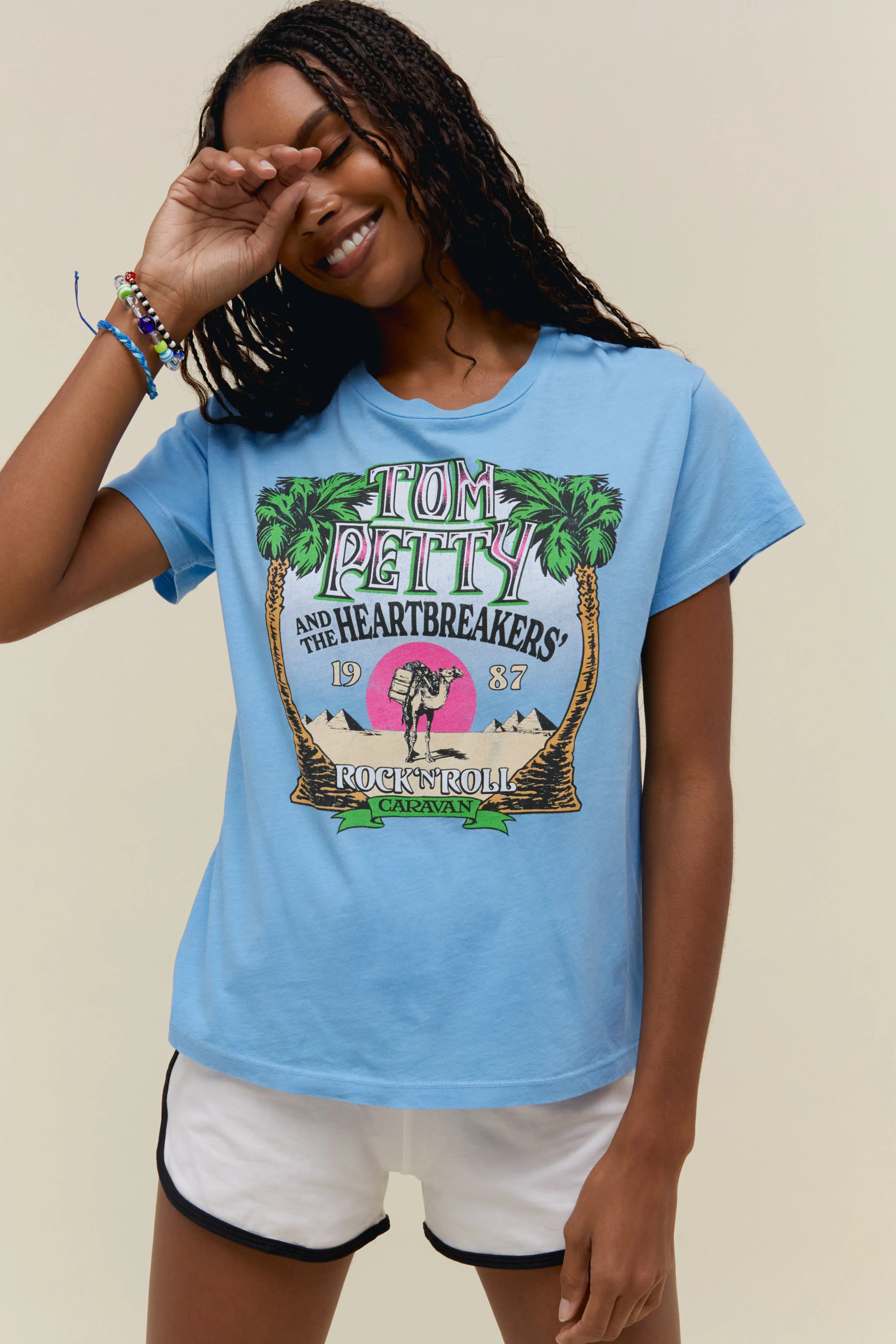 Tom Petty Rock N' Roll Caravan Solo Tee in Vintage Blue