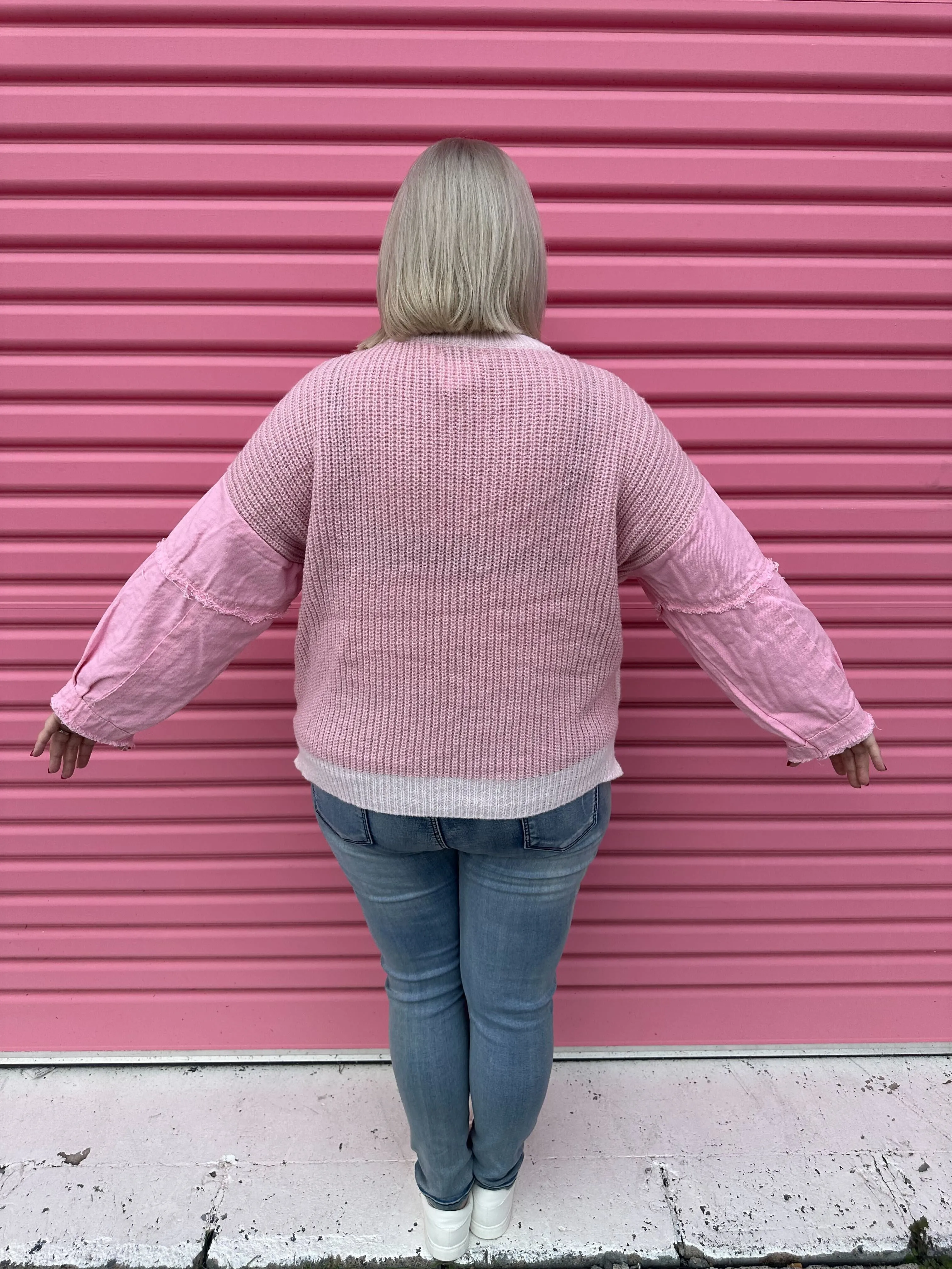 Vayla Patchwork Pink Knit Jumper by Worthier