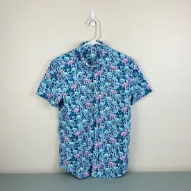 Vineyard Vines Boys Windjammer Whale Short Sleeve Button-Down Shirt Medium 12-14