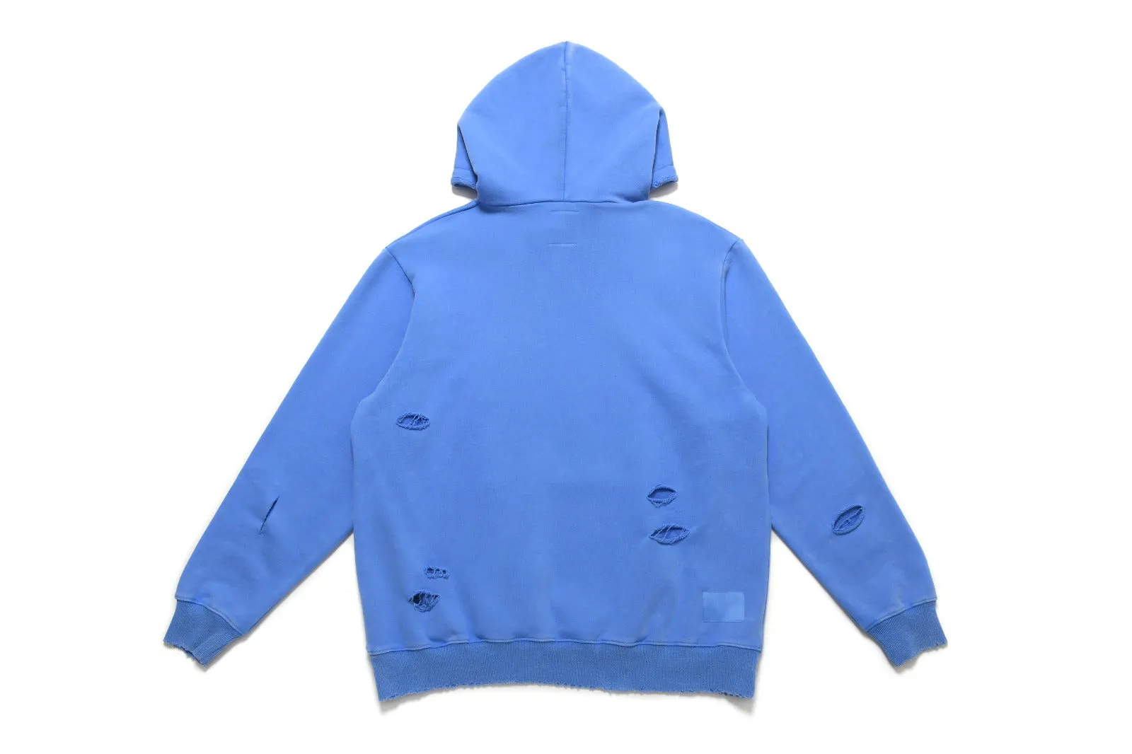 Washed Tonal Ripped Detailing Hoodie