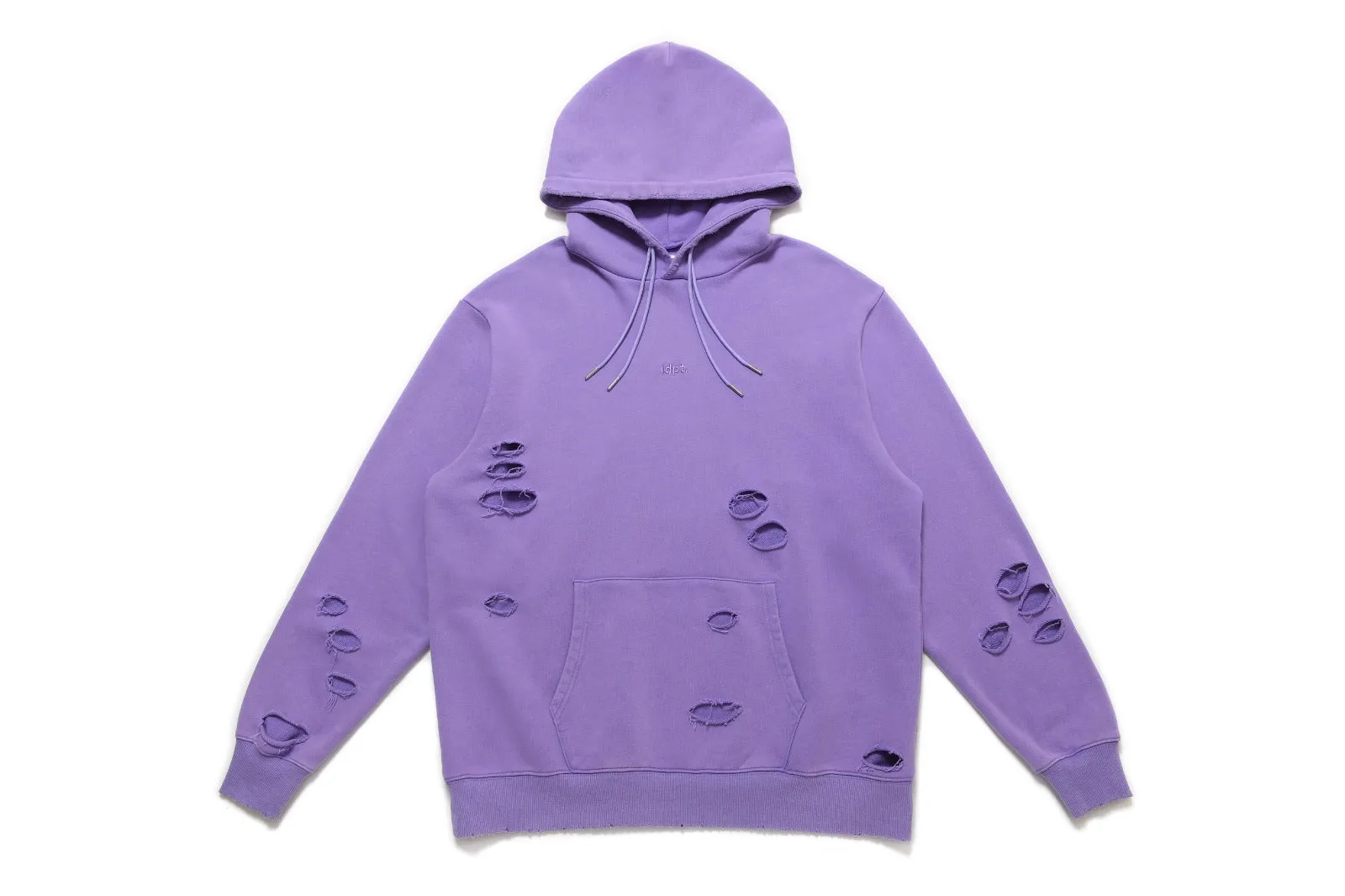 Washed Tonal Ripped Detailing Hoodie