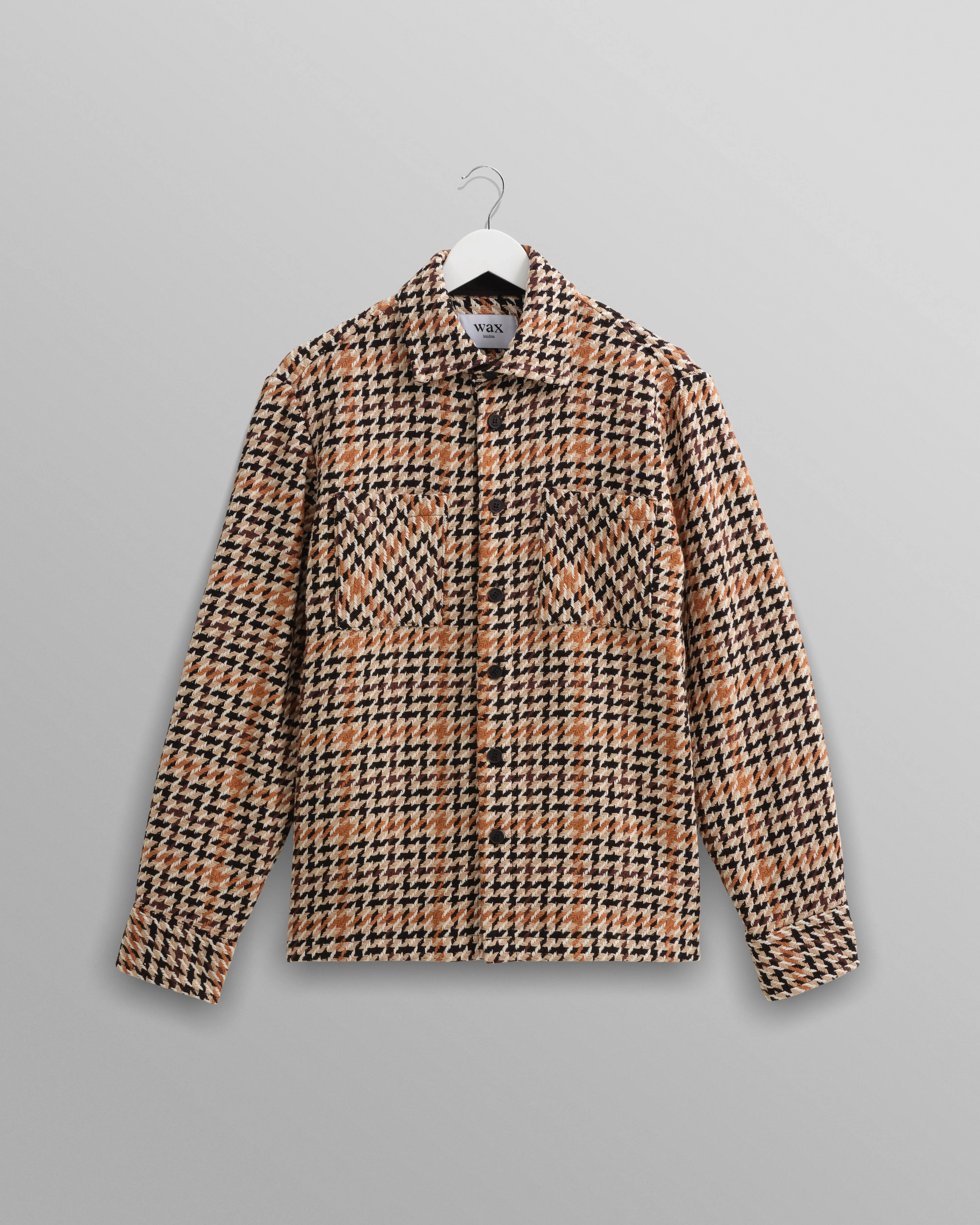 Wax London Whiting Overshirt Houndstooth Weave Natural