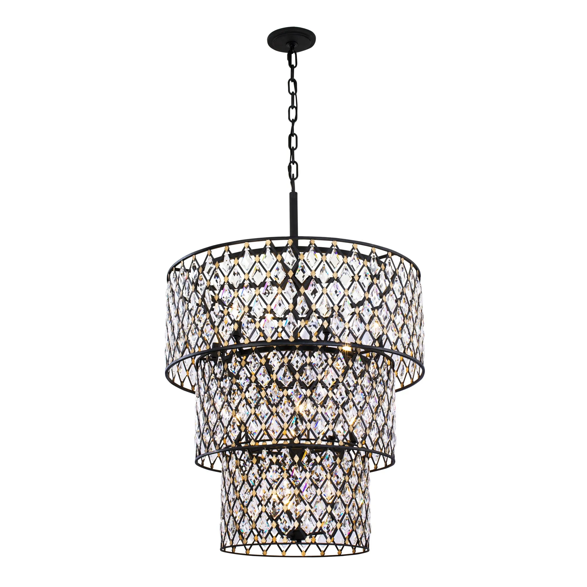 Windsor 345C13CBHG 13-Light Crystal Chandelier - Carbon Black/Havana Gold