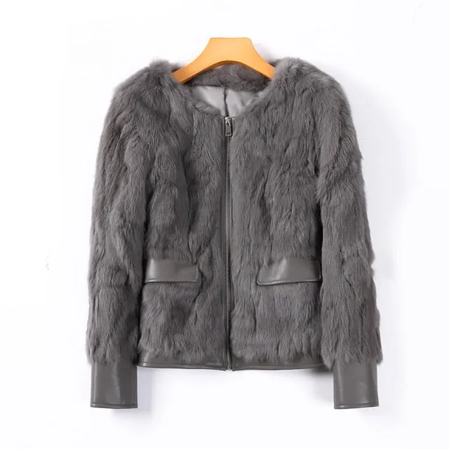 Women Winter Real Rabbit Fur Coat