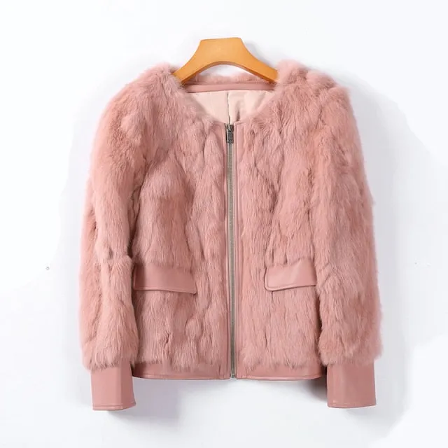 Women Winter Real Rabbit Fur Coat