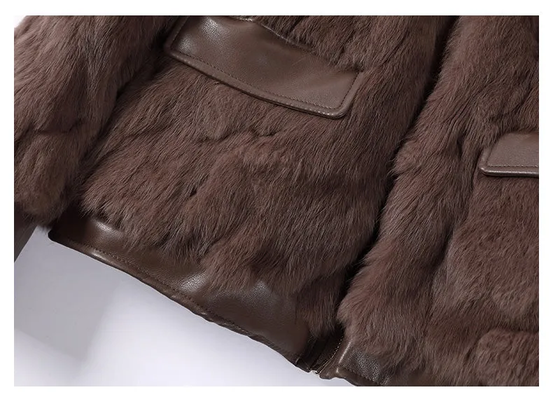 Women Winter Real Rabbit Fur Coat