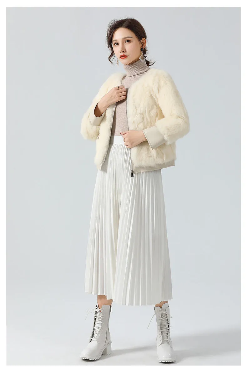 Women Winter Real Rabbit Fur Coat