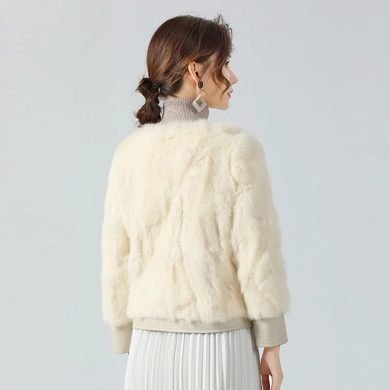 Women Winter Real Rabbit Fur Coat