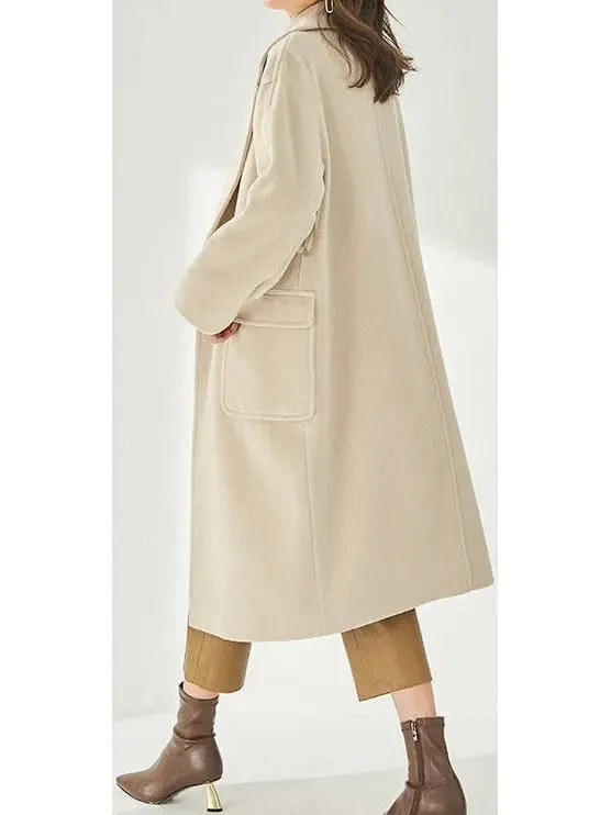 Women’s Belted Cashmere Wool Wrap Coat, Arcade White