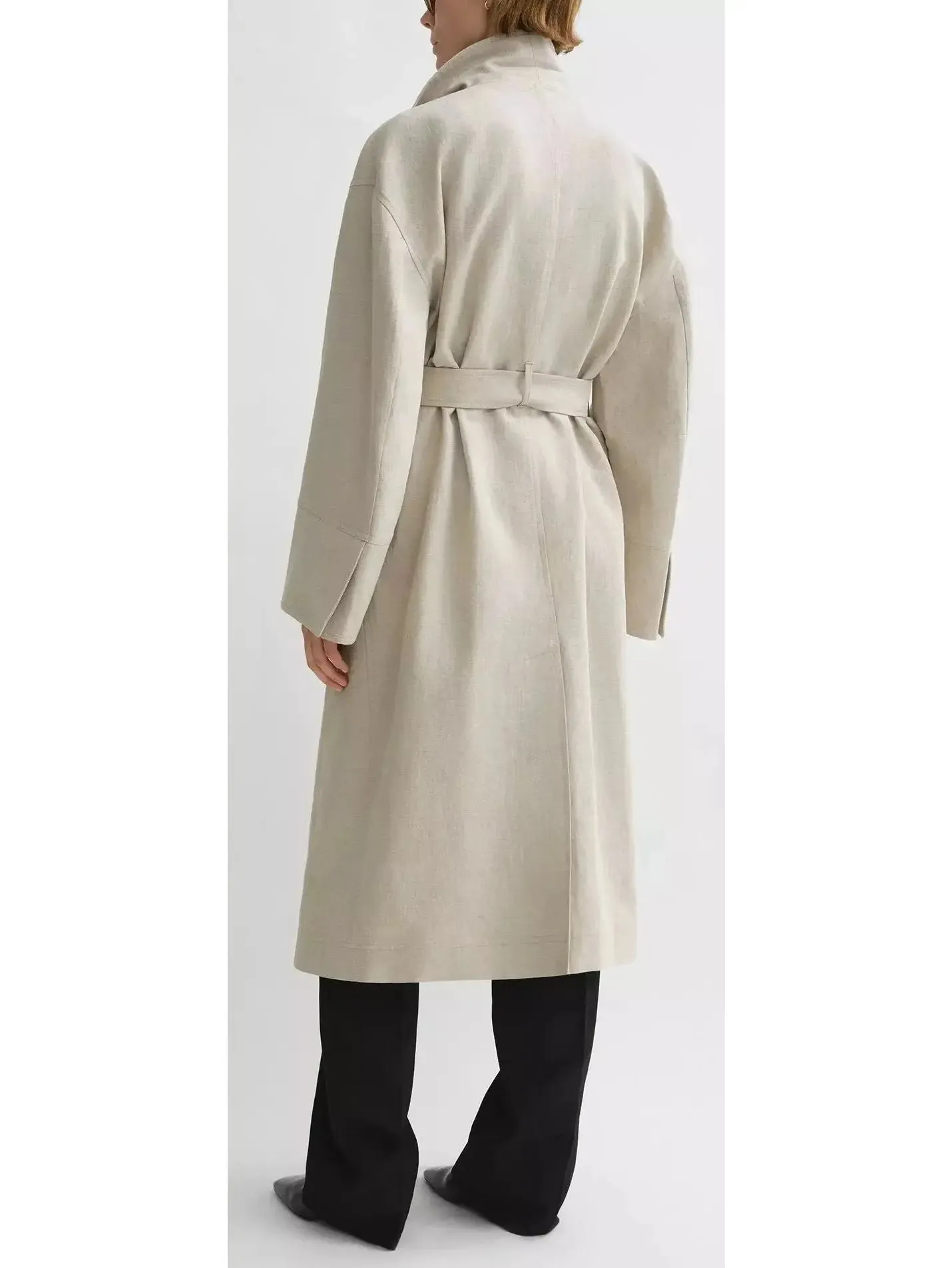 Women’s Belted Wrap Linen-Blend Coat