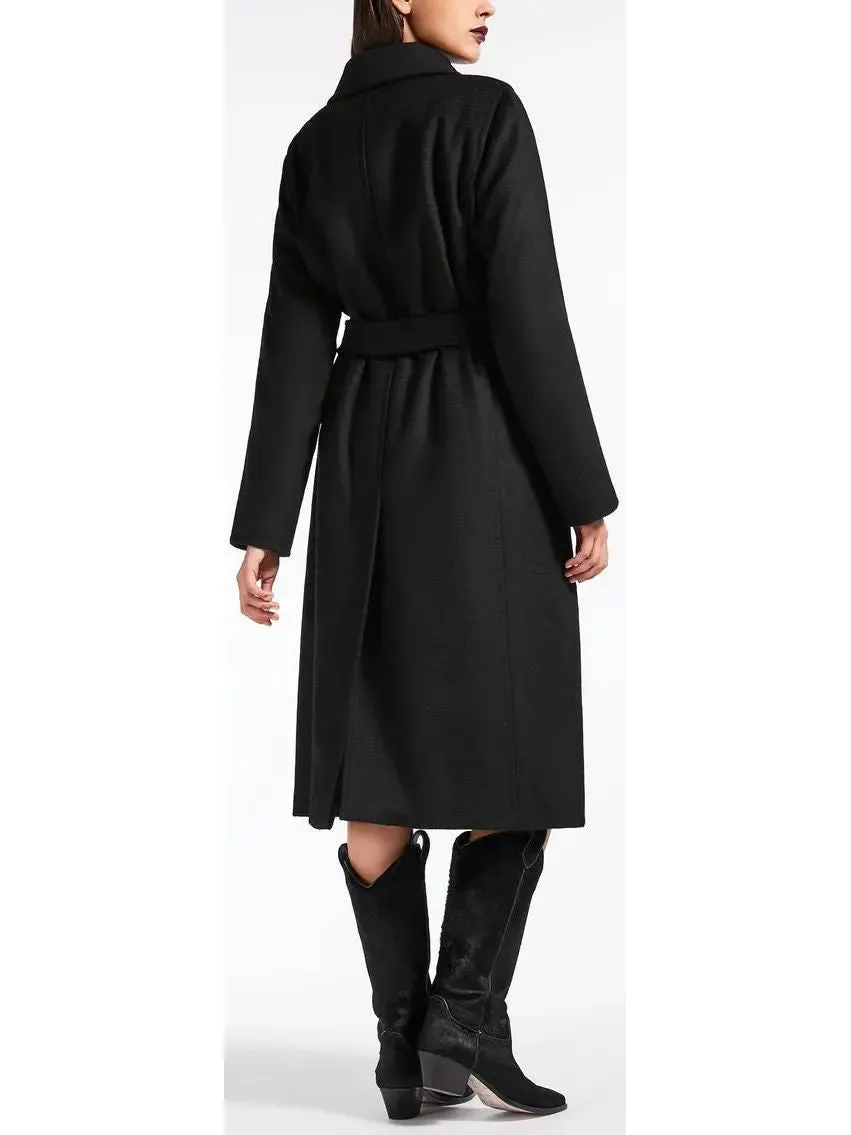 Women’s Black Wrap Wool and Cashmere Icon Coat