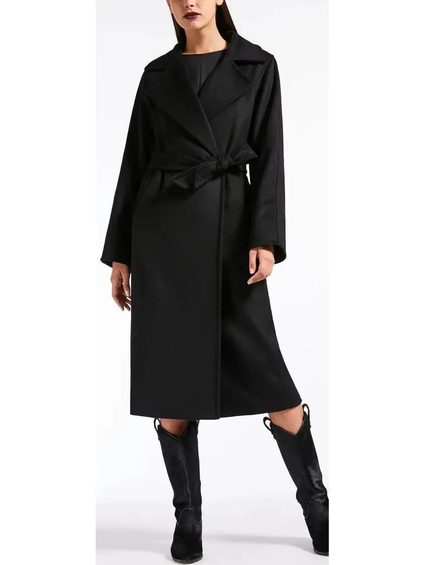 Women’s Black Wrap Wool and Cashmere Icon Coat