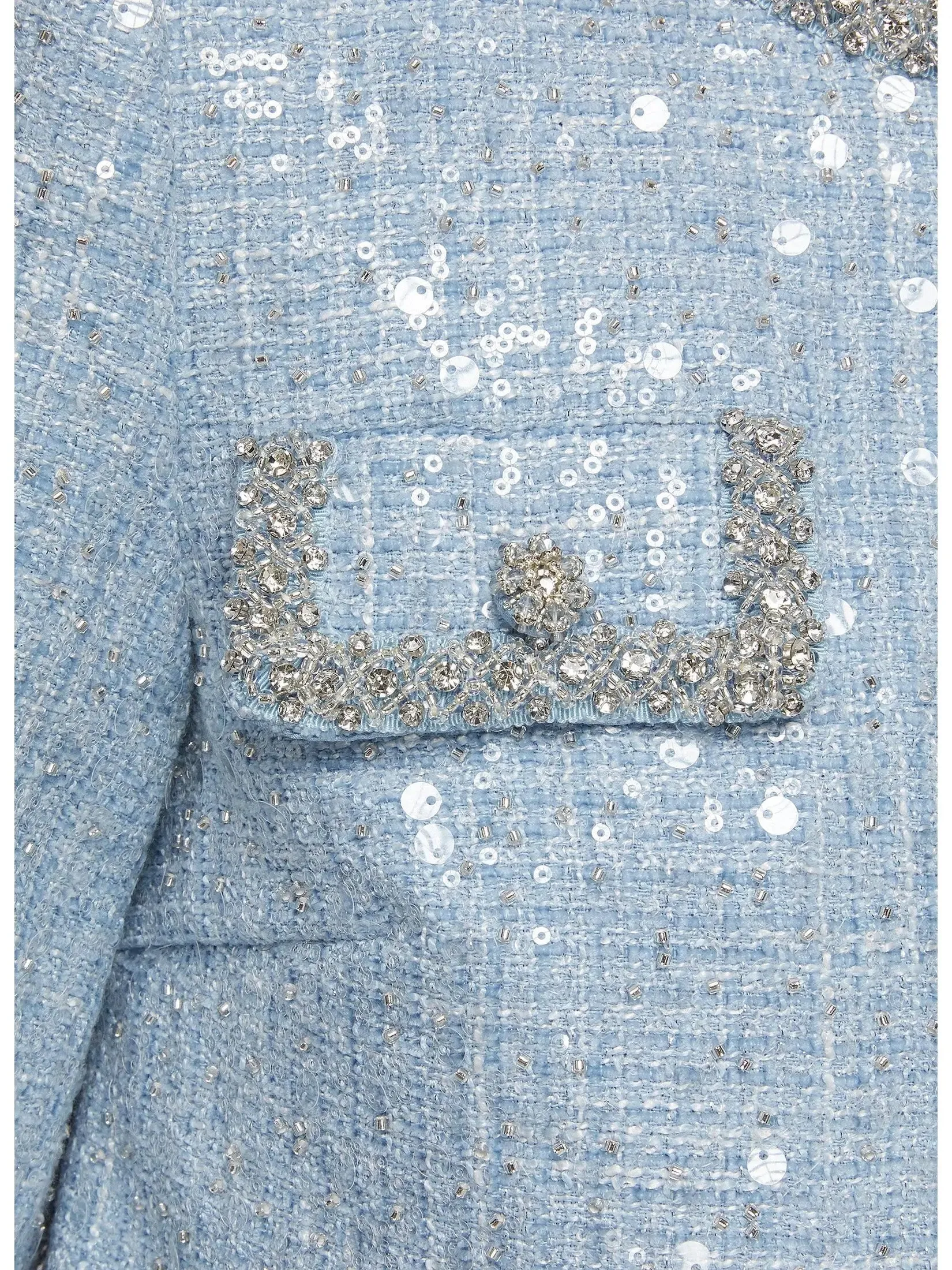 Women’s Blue Sequin Boucle Jacket and Skirt Set