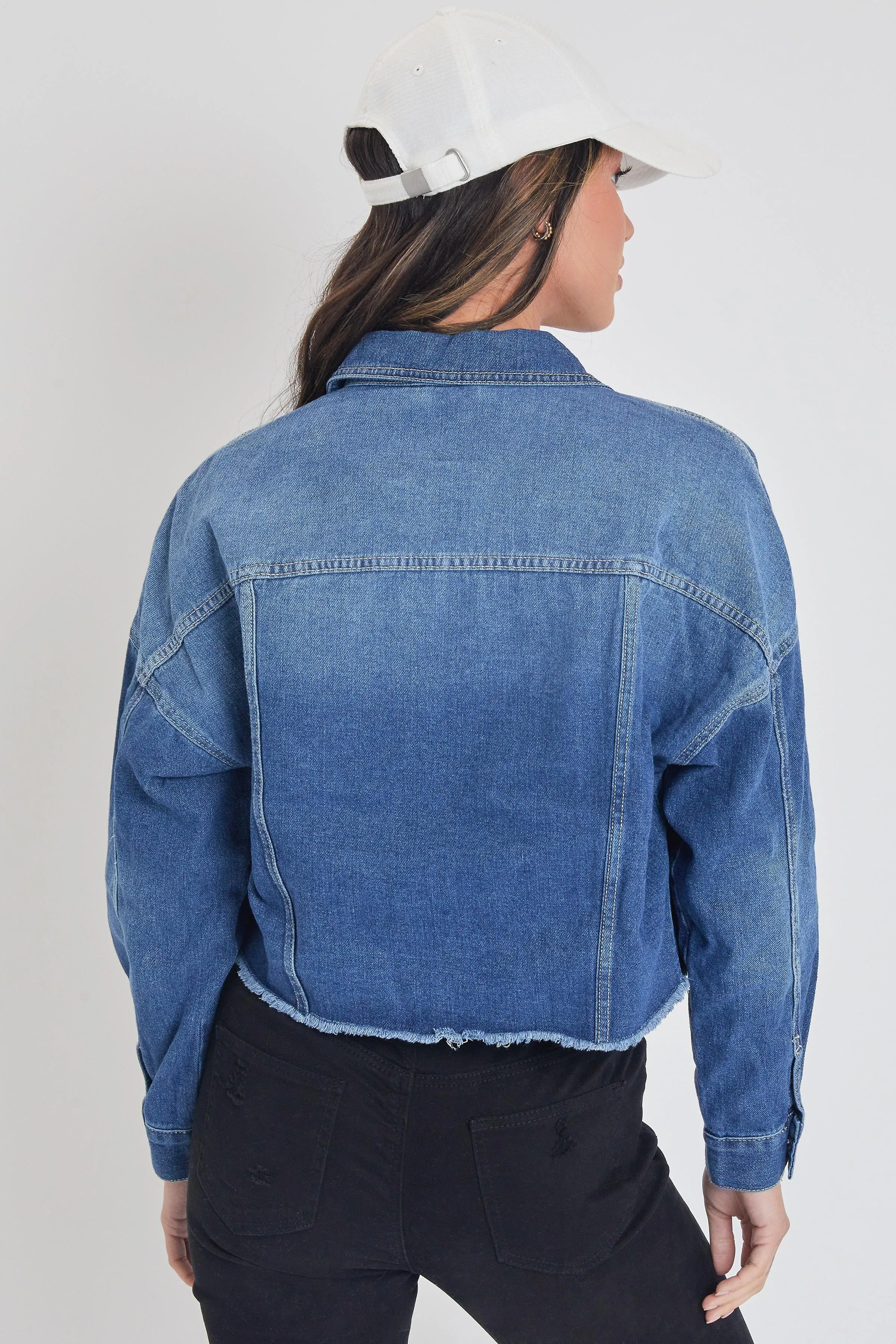 Women's Denim Jacket With Raw Hem