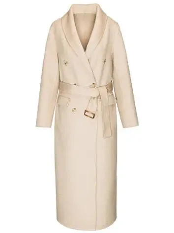 Women’s Double-Breasted Wool Coat - Camel, Cream or Navy Blue