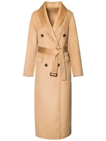 Women’s Double-Breasted Wool Coat - Camel, Cream or Navy Blue