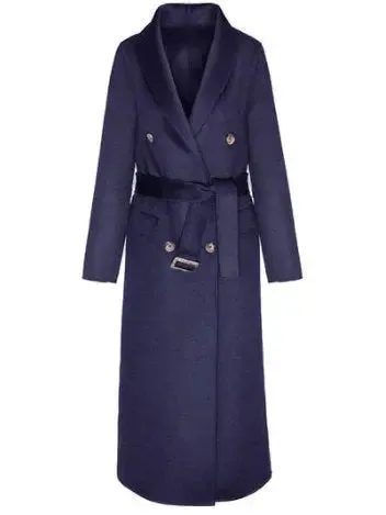 Women’s Double-Breasted Wool Coat - Camel, Cream or Navy Blue