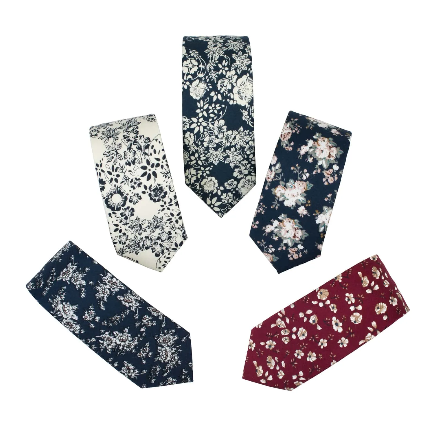 Woodmont Floral Cotton Tie, Burgundy / Cream