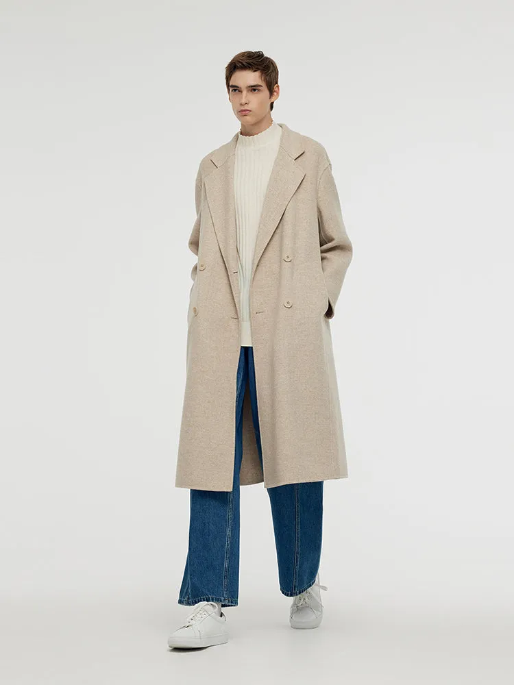 Wool Cashmere Herringbone Double-Faced Unisex Coat