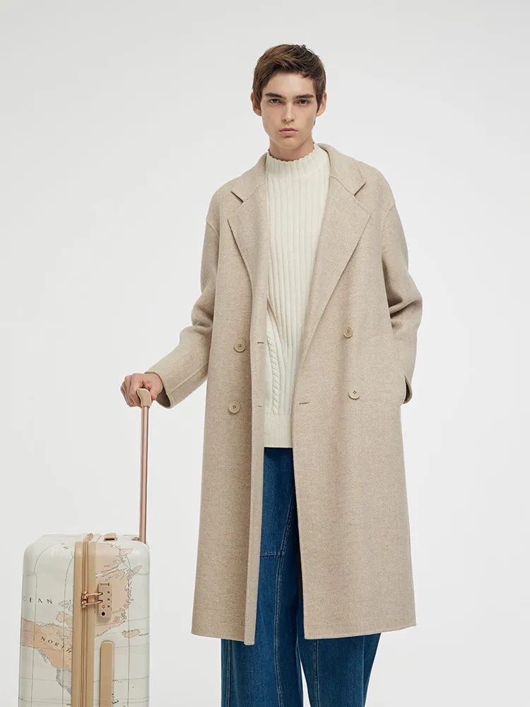 Wool Cashmere Herringbone Double-Faced Unisex Coat