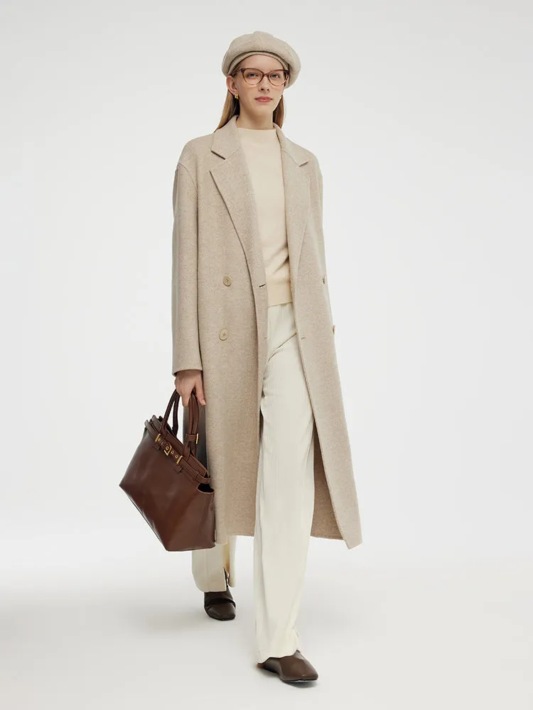 Wool Cashmere Herringbone Double-Faced Unisex Coat